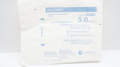 Mallinckrodt 86200 Oral RAE Tracheal Tube Cuffed 5.0 mm I.D.
